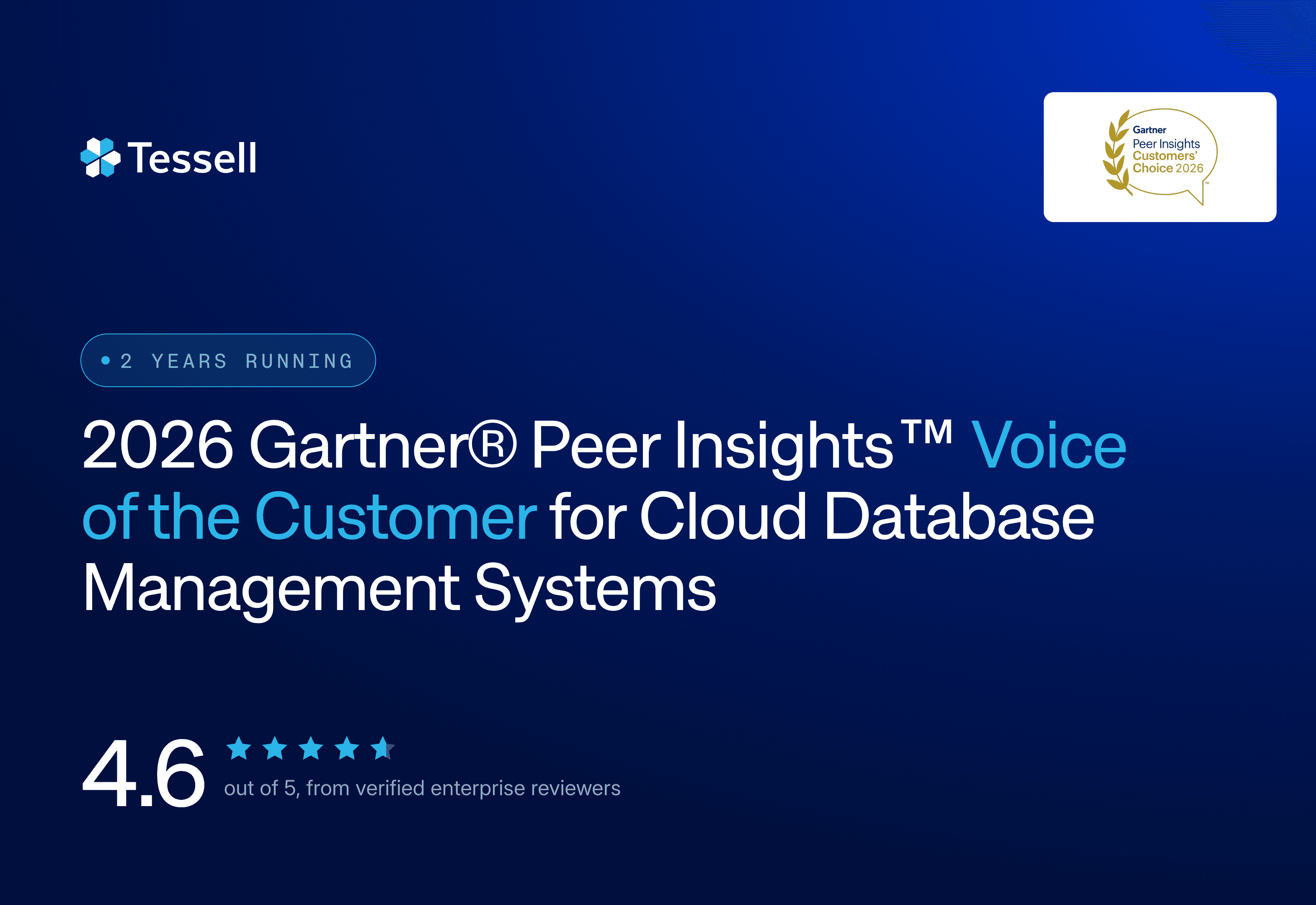 Tessell Recognized in the 2026 Gartner® Peer Insights™ "Voice of the Customer" for Cloud DBMS, for the Second Consecutive Year