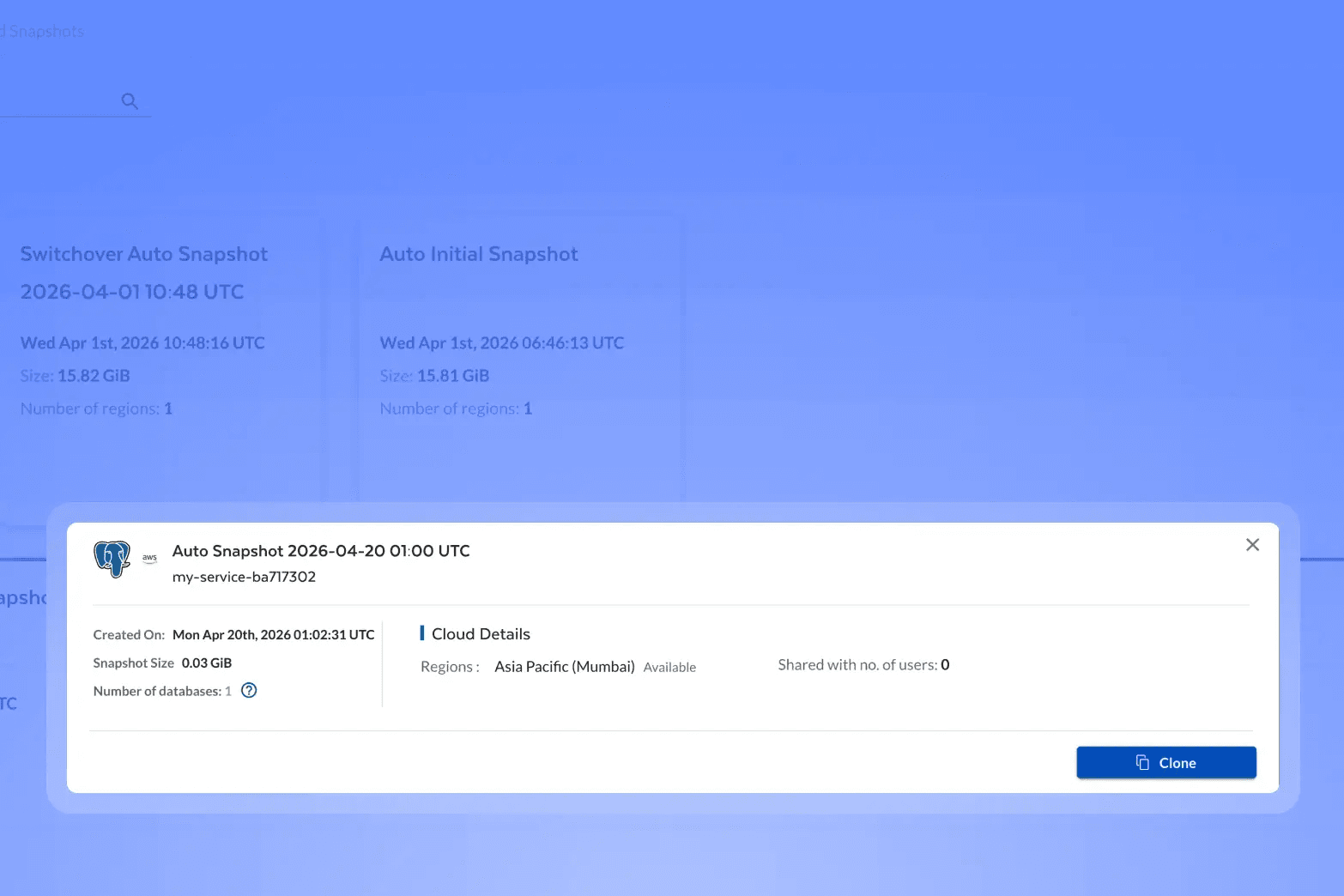 Tessell console: Cloning & Data Masking — Built for the way Postgres teams actually work
