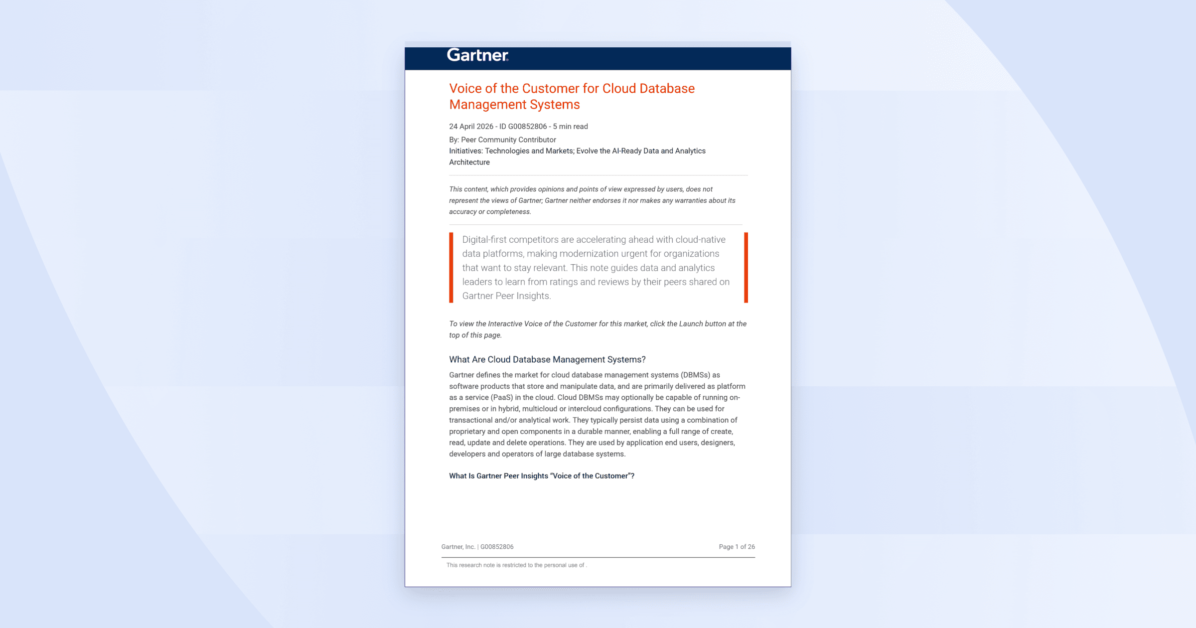 Gartner VOC report 2026