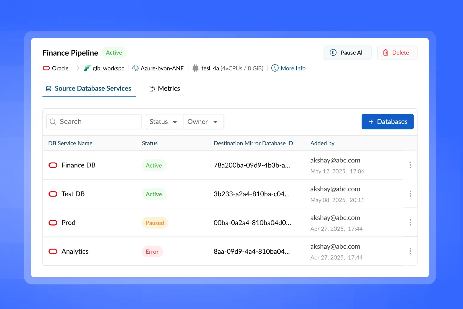 Tessell console: Managed stream processing